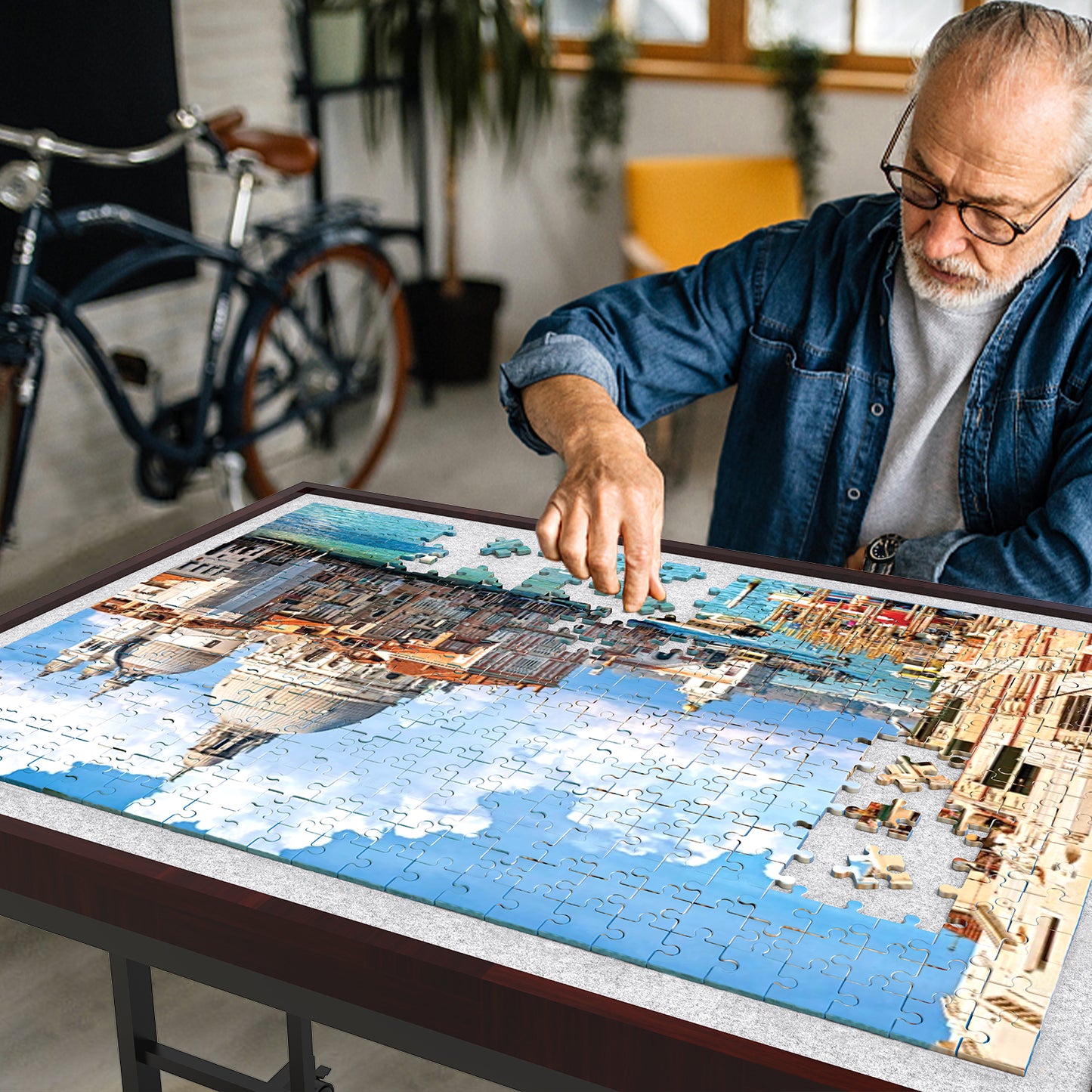 T-shaped jigsaw puzzle table