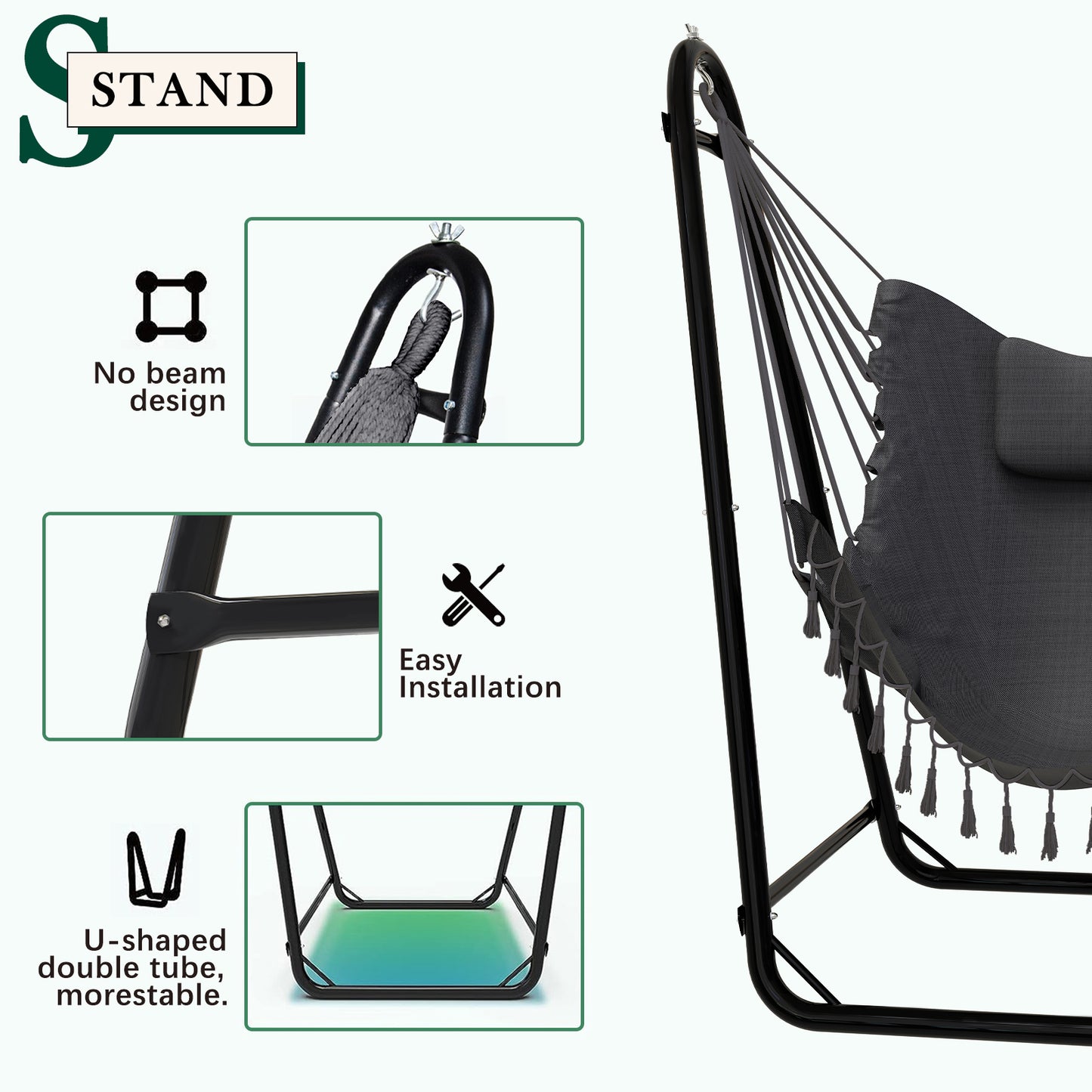 U-Shaped Hammock Chair with Stand