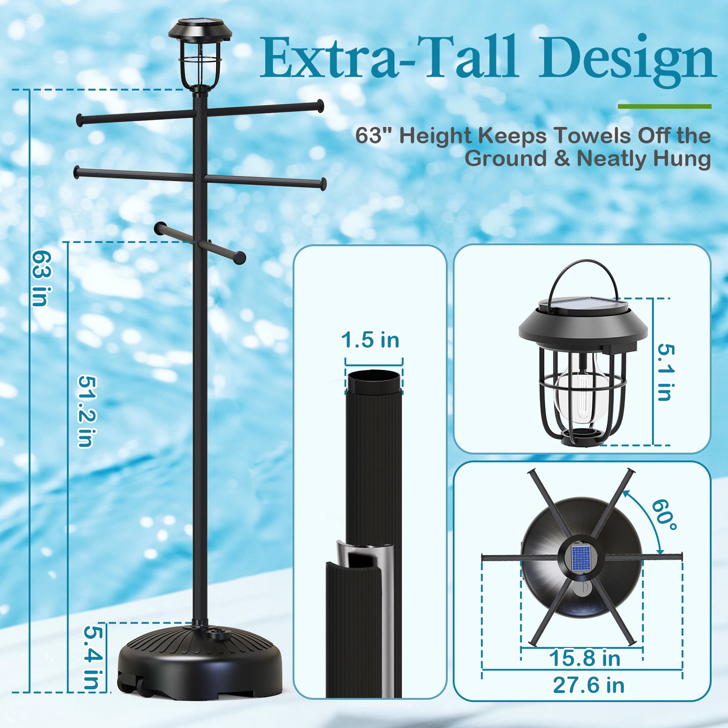 Solar Light Pool Towel Rack
