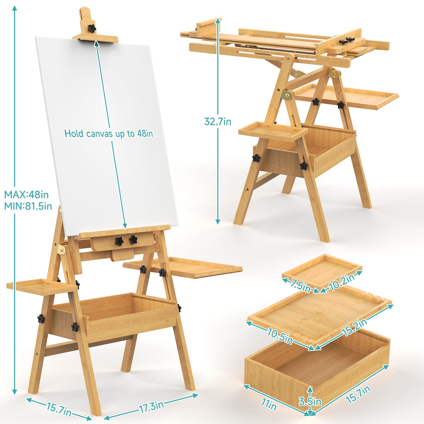 Large Painting Easel with Storage Box and Palette