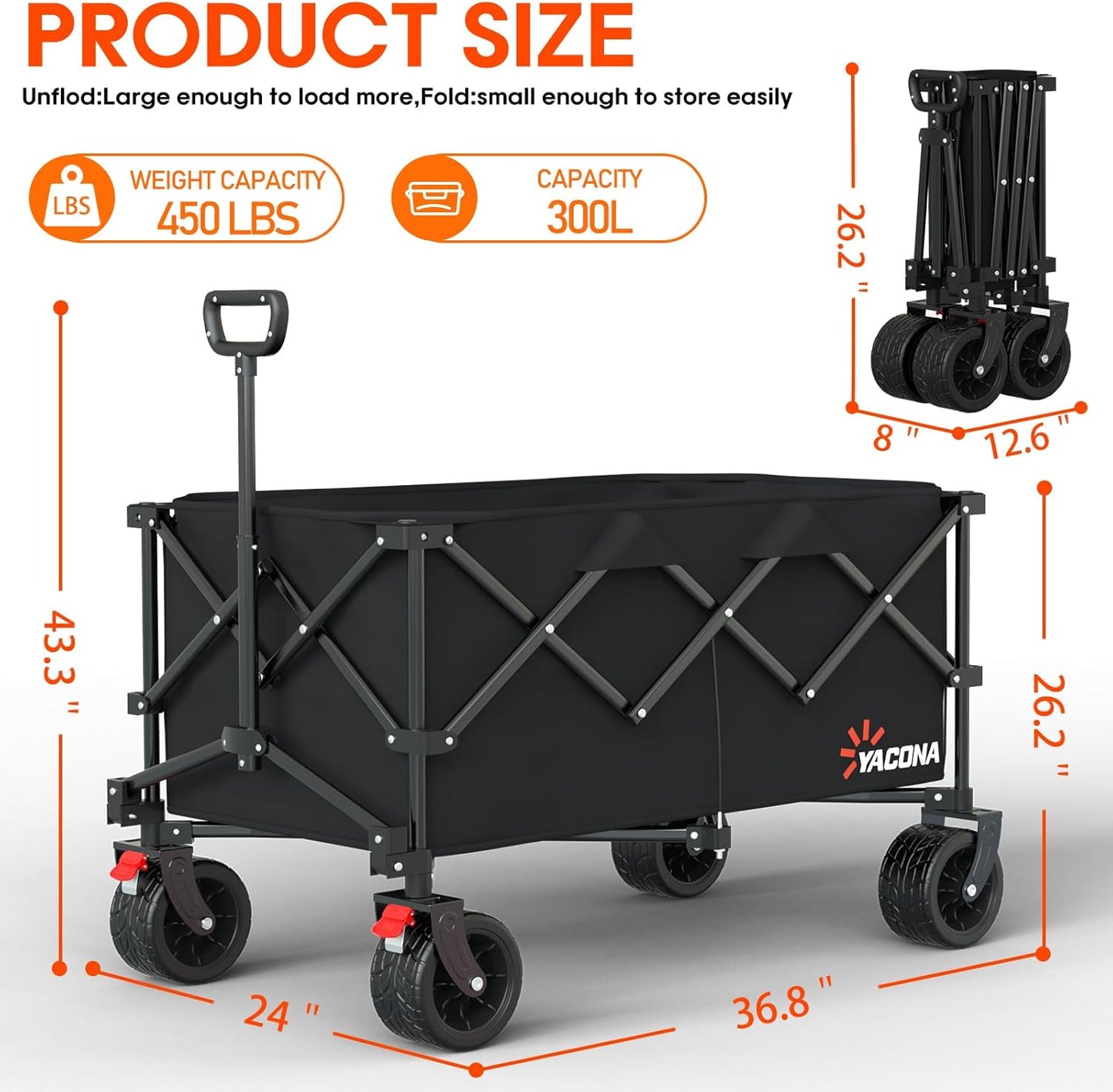 Extra Large Collapsible Wagons Carts Foldable
