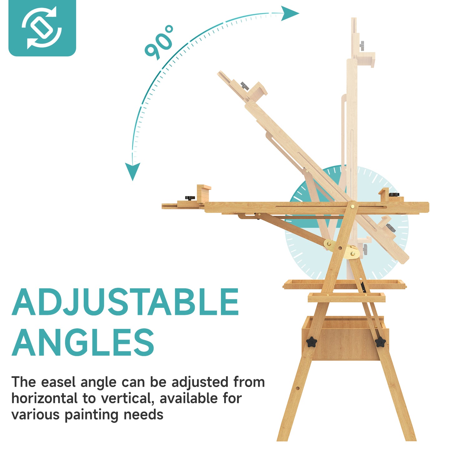 Large Painting Easel with Storage Box and Palette