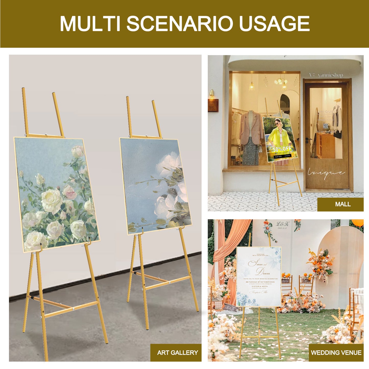 Gold Easel Stand for Sign