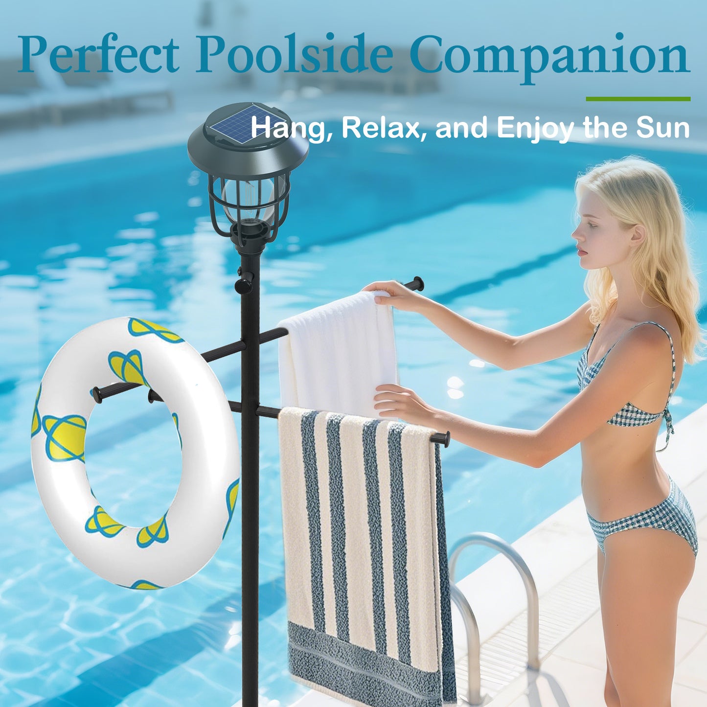 Solar Light Pool Towel Rack