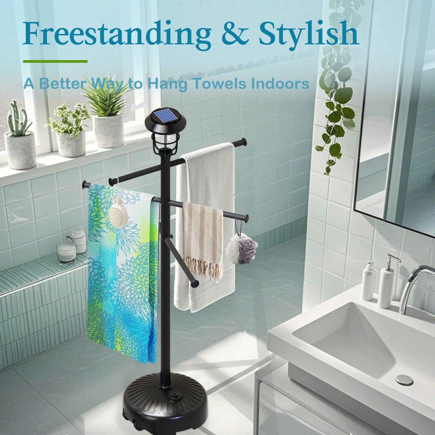 Solar Light Pool Towel Rack