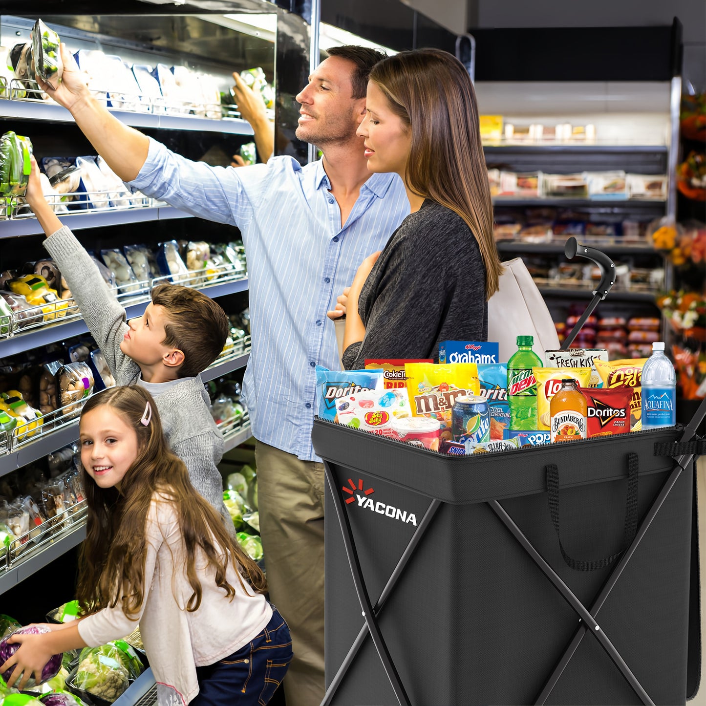 Shopping Cart for Groceries - Water-Resistant Canvas Grocery Cart