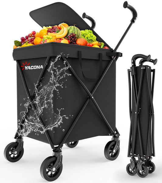 Shopping Cart for Groceries - Water-Resistant Canvas Grocery Cart