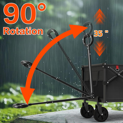 360LBS Heavy-Duty Wagons Carts Foldable, Folding Utility Wagon Carts for Groceries, Outdoor Camping, Shopping, Beach, Garden