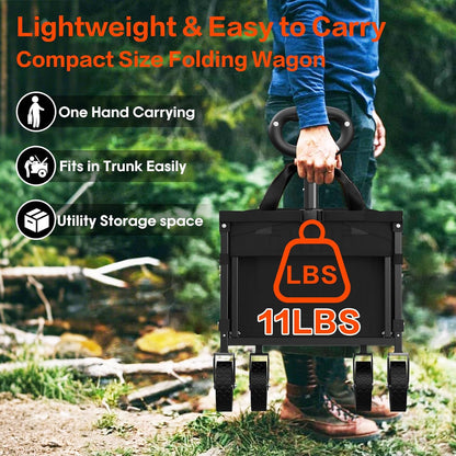 360LBS Heavy-Duty Wagons Carts Foldable, Folding Utility Wagon Carts for Groceries, Outdoor Camping, Shopping, Beach, Garden