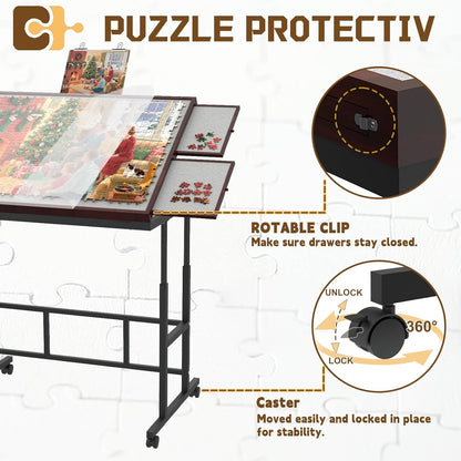 Jigsaw Puzzle Table 1500 Pieces with Legs & Storage Pocket