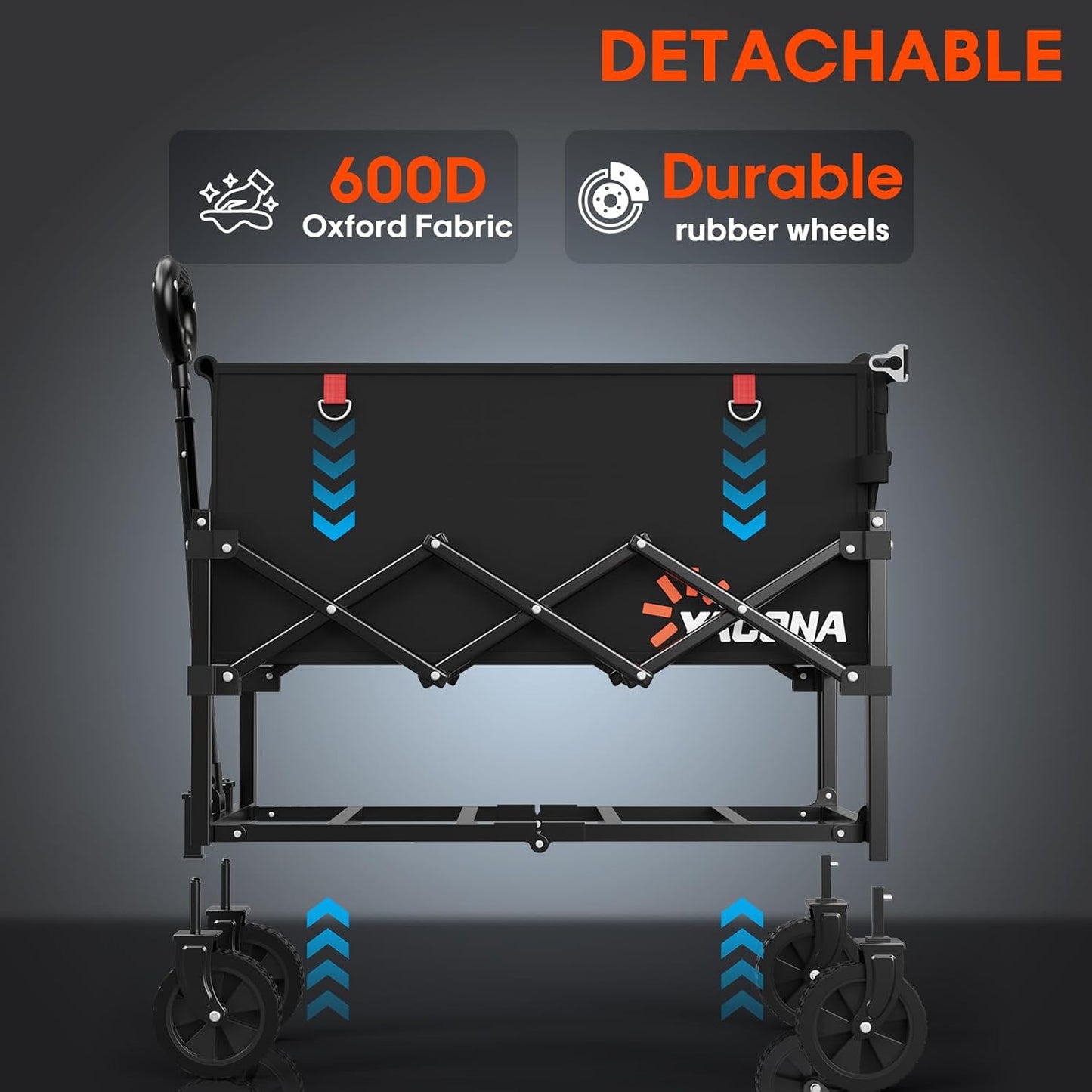 360LBS Heavy-Duty Wagons Carts Foldable, Folding Utility Wagon Carts for Groceries, Outdoor Camping, Shopping, Beach, Garden