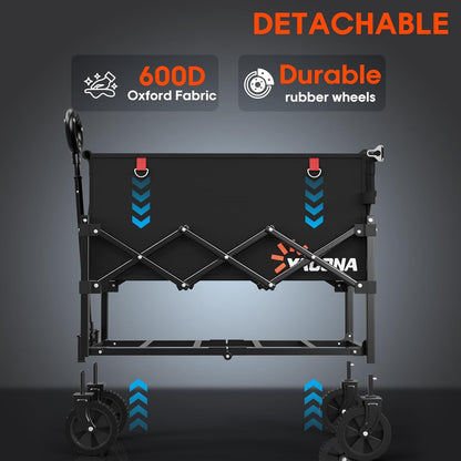 360LBS Heavy-Duty Wagons Carts Foldable, Folding Utility Wagon Carts for Groceries, Outdoor Camping, Shopping, Beach, Garden