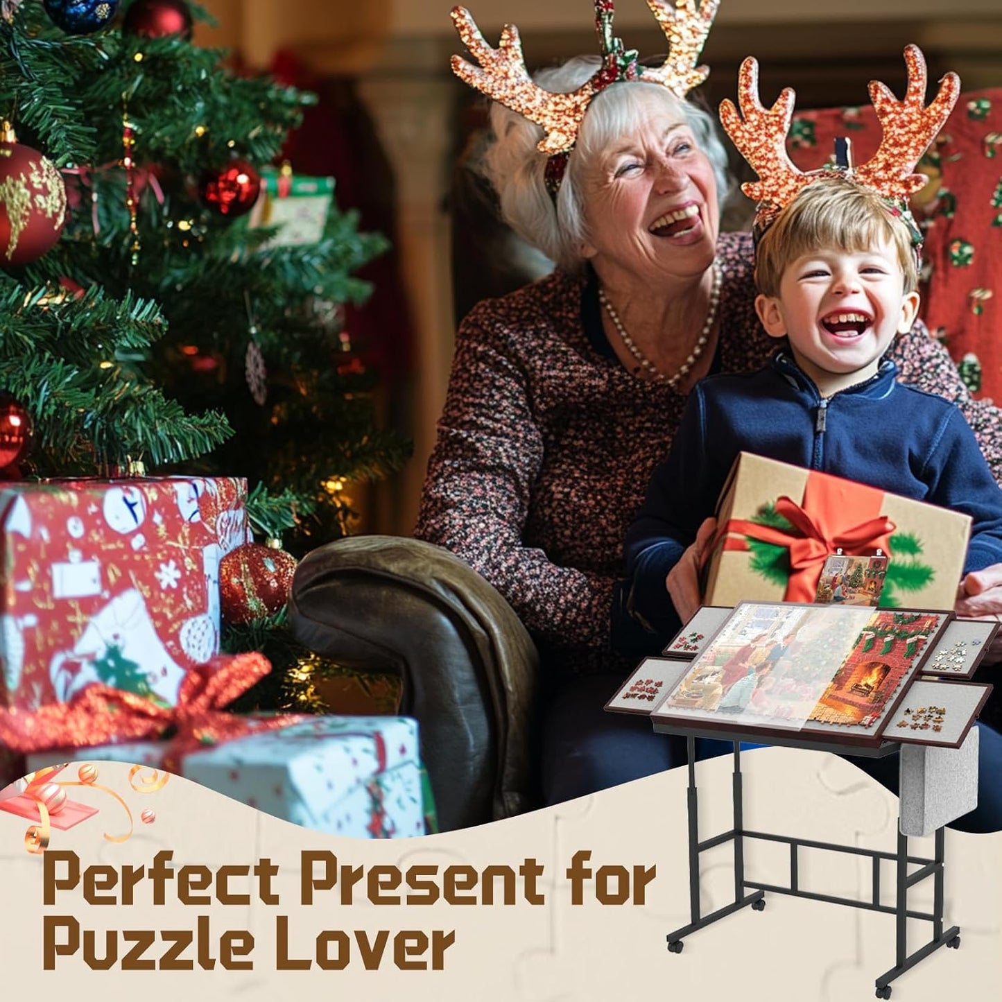 Jigsaw Puzzle Table 1500 Pieces with Legs & Storage Pocket