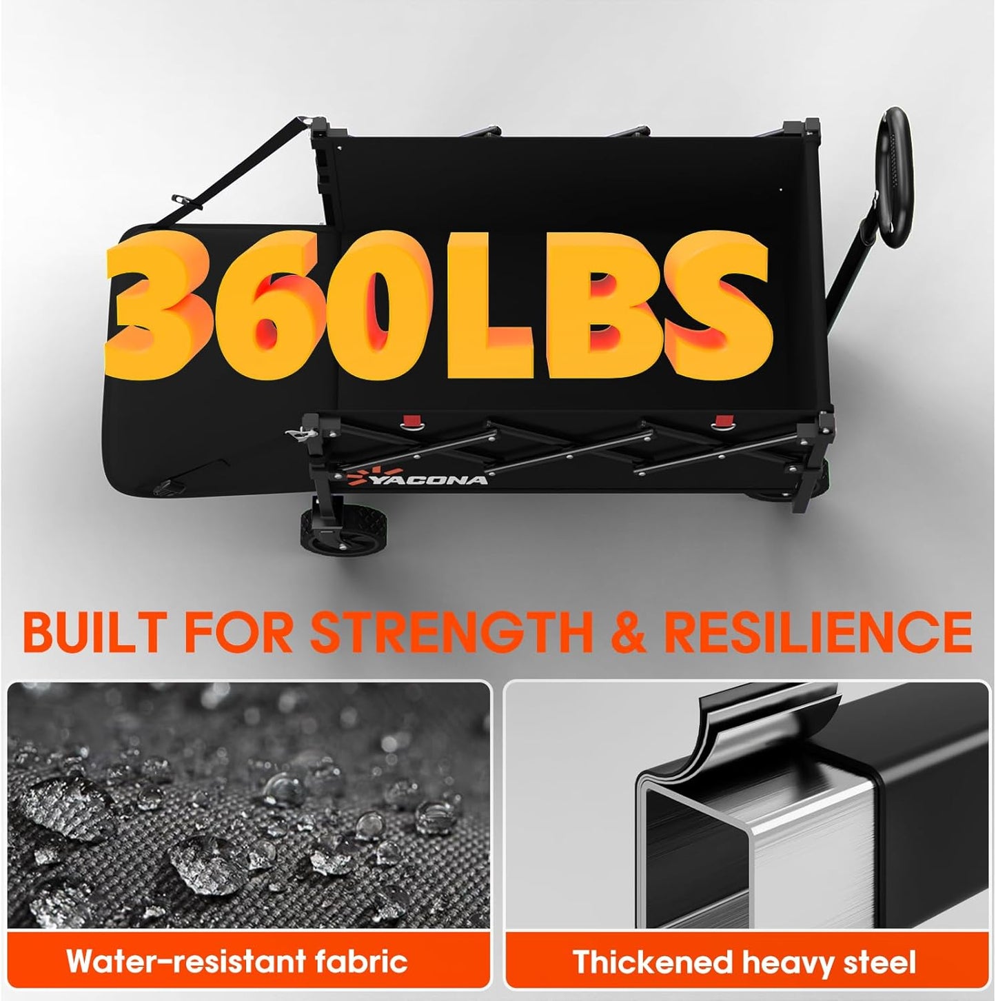 360LBS Heavy-Duty Wagons Carts Foldable, Folding Utility Wagon Carts for Groceries, Outdoor Camping, Shopping, Beach, Garden