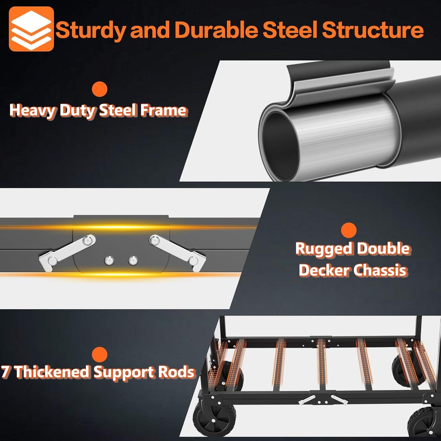 YACONA 3 in 1 Wagons Carts Foldable, 360LBS Lightweight Wagon with All Terrain Wheels, Collapsible Wagon Cart for Grocery, Camping, Beach, Garden & Sports