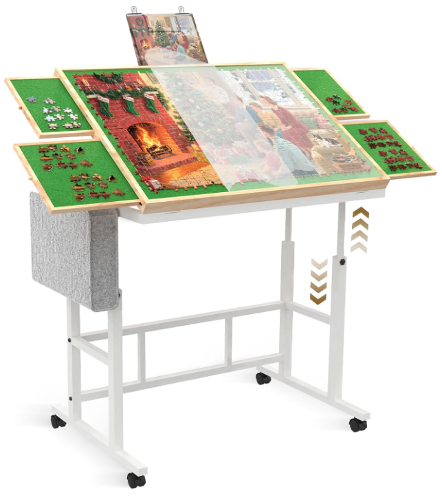 Jigsaw Puzzle Table 1500 Pieces with Legs & Storage Pocket